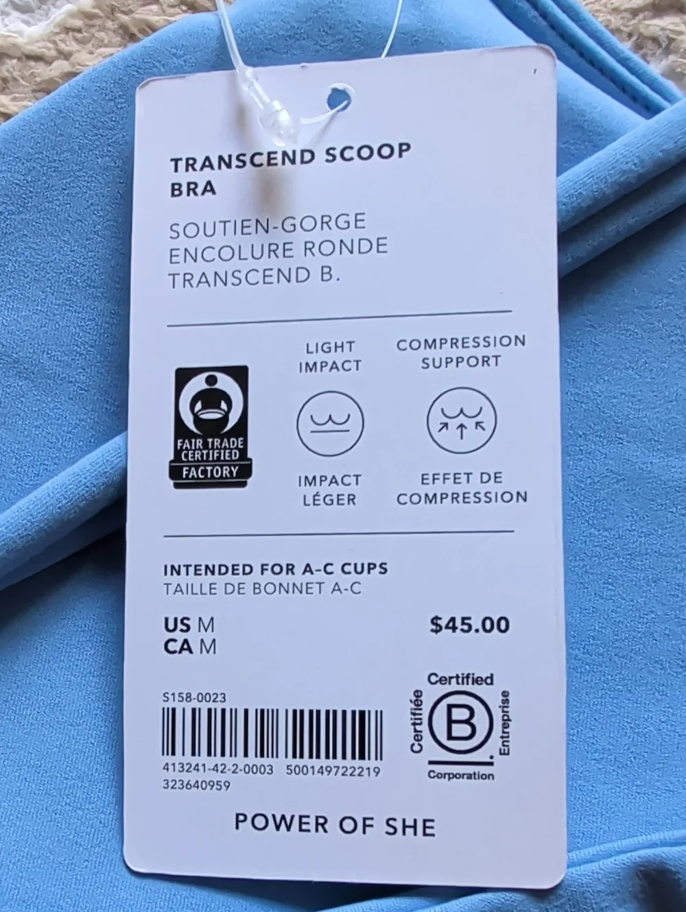 Athleta Transcend Scoop Bra A-C Cup Blue NWT